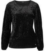 bruno banani Pullover weiches Damen Pannesamt-Shirt mit Puffärmeln Sch...