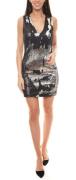 GUESS Pailletten-Kleid funkelndes Damen Mini-Kleid mit V-Ausschnitt Sc...