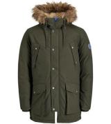 JACK & JONES Winter-Jacke lässiger Herren Parka mit Fellimitatbesatz O...