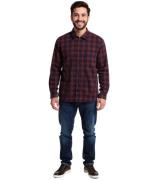 YMC Herren Curtis Hemd karriertes Langarm-Hemd Rot/Blau