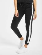 bequeme Urban Classics Damen Hose 230 g/m² mit Baumwolle Schwarz/Weiß